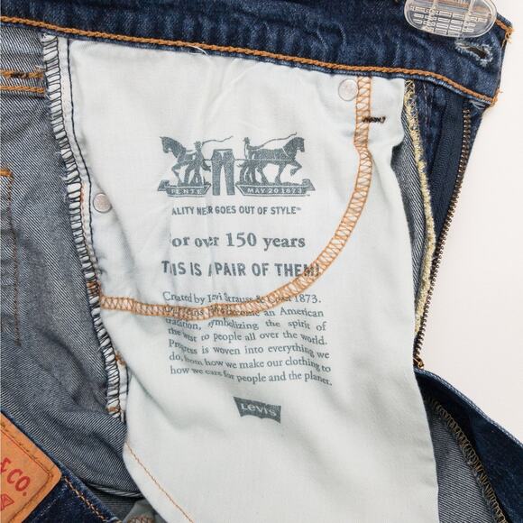 Levi’s 505 Regular Fit Straight Leg Jeans Men’s 31x34 Dark Wash Blue Workwear - Picture 6 of 13